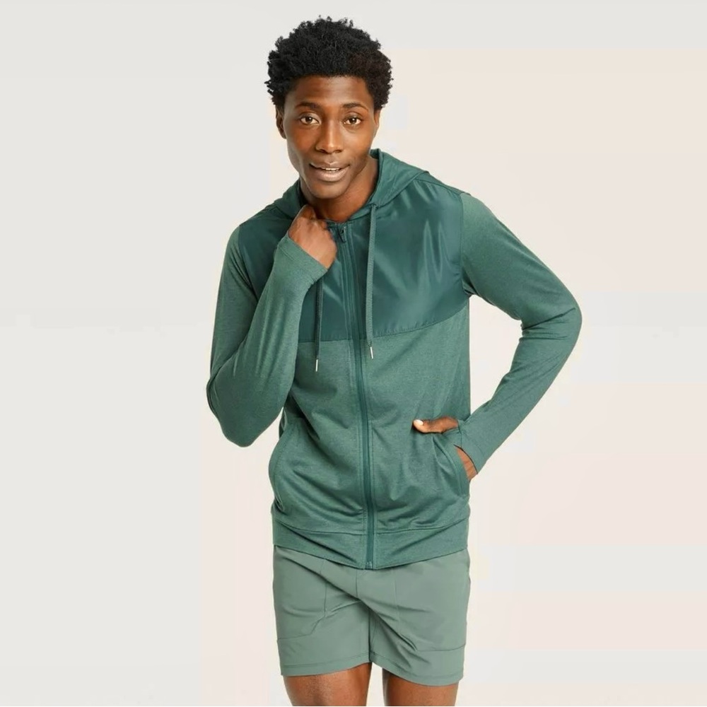 All in Motion Green Windbreaker Jacket Athletic Slim Fit